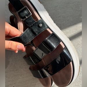 Black Strappy Sandals with White Sole